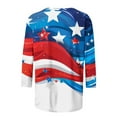 thumbnail image 4 of 3/4 Sleeve T-Shirts for Womens Summer Independence Day Patriotic T Shirts USA Flag Star Printed Tee Shirts Round Neck Tops Light Breathable Blouses Holiday Beach Party Outfits, 4 of 5