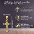 thumbnail image 4 of Diamond2Deal 14K Two-Tone Gold Lacy-Edge Inri Crucifix Pendant for Women (L- 1.15 inch, W- 0.56 inch), 4 of 9