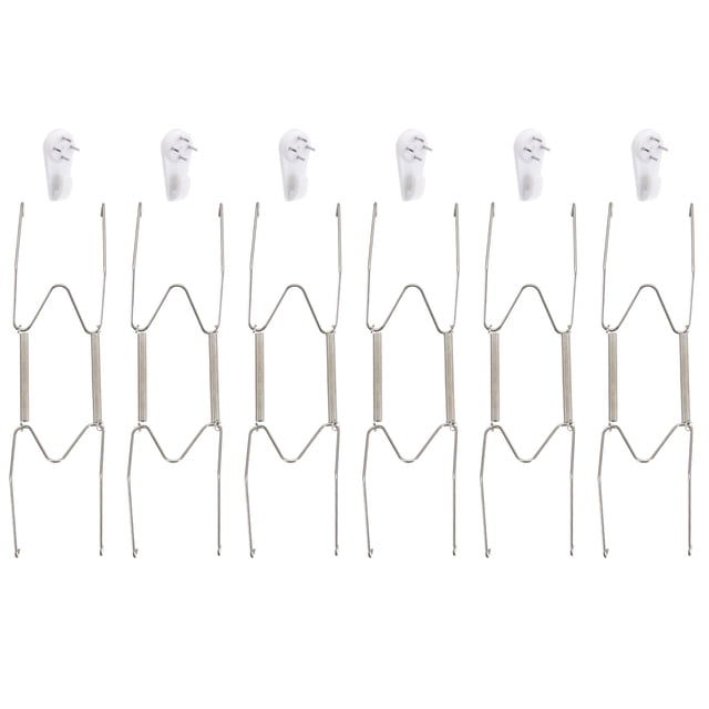 6uds Placa Colgador, 8 Pulgadas Inoxidable Acero Invisible Pared Placa Perchas con 6uds Pared Ganchos y 24uds Protectores para Decorativos Platos, Plata
