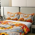 thumbnail image 3 of Erosebridal Orange Sunflower Pumpkin 100% Cotton Duvet Cover Queen Size,Botanical Floral Bedding Sets Queen Size,Retro Rustic Wooden Door 03,Breathable Bedroom Decor,3pcs（No Comforter）, 3 of 9