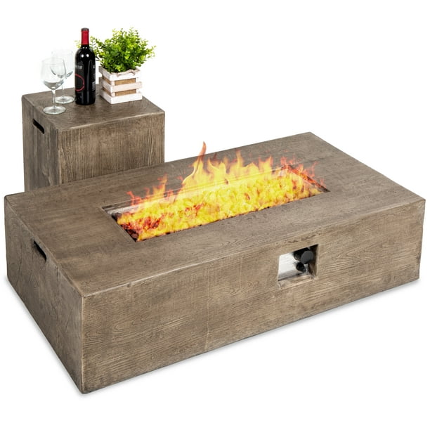 Best Choice Products 48x27in 50 000 Btu Patio Propane Fire Pit Table Side Tank Storage W Wood Finish Cover Com - Best Patio Set With Fire Pit
