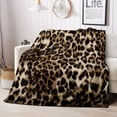thumbnail image 4 of Brown Leopard Throw Blanket, Cheetah Print Blanket, Cozy Soft Blanket, Lightweight Blanket, Fluffy Fuzzy Warm Plush Flannel Blanket, Fleece Blanket for Couch, Bed, Sofa, Travel, 40"x50", 4 of 7