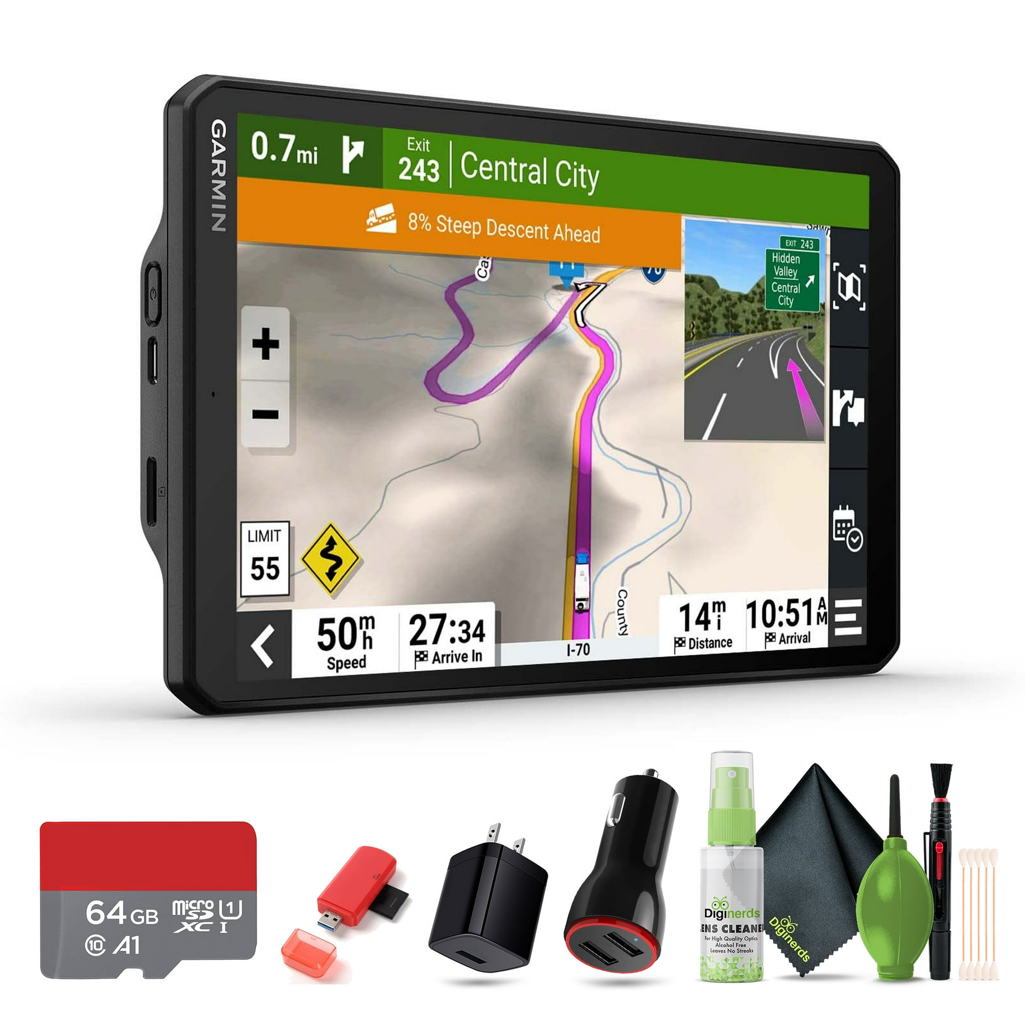 Garmin RV 895 GPS RV Navigator, 8” Large Easy-to-Read, Custom Routing, High-Resolution Birdseye Satellite Imagery, Directory of Parks and Services, Landscape / Portrait View Display Bundle