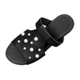 thumbnail image 2 of Women's Flat Slide Sandals Pearl Embellished Crisscross Strap, Open Toe Slip-On Casual Summer Slides Black 9.5, 2 of 9