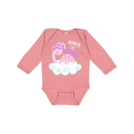 

Inktastic Mimi s Lil Dino with Cute Pink Baby Dinosaur Gift Baby Boy or Baby Girl Long Sleeve Bodysuit