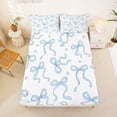 thumbnail image 5 of Manfei Blue Girly Bow Full Size Sheets For Girls,Cartoon Heart Print Bed Sheets For Kids,4pcs, 5 of 6