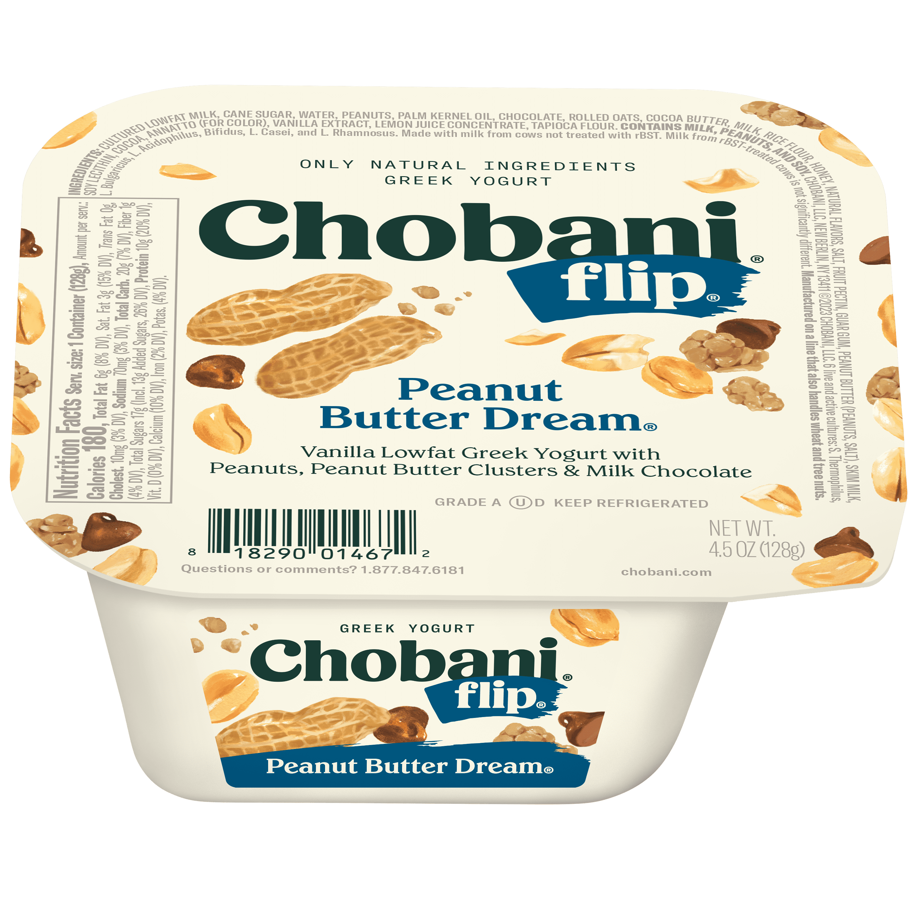 Chobani Flip Low-Fat Greek Yogurt Peanut Butter Dream 4.5 oz Cup