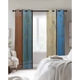 thumbnail image 4 of Blue Beige Board Blackout Curtains for Bedroom Living Room Darkening Curtains 63 Inches Long Vintage Wood Grain Window Curtain 2 Panels Set Thermal Insulated Window Treatment Grommet Drapes 42"x63", 4 of 9