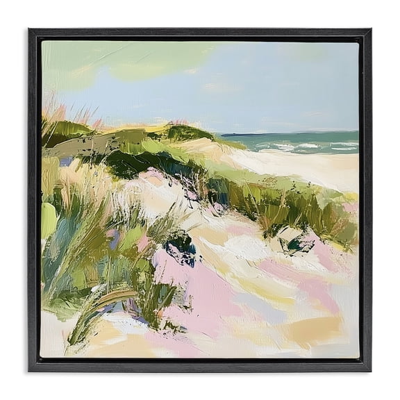 Stupell Industries Tropical Pastel Coastal Dunes at Sunrise Black Floating Frame Canvas Art, 18 x 18, by Heidi Kuntz