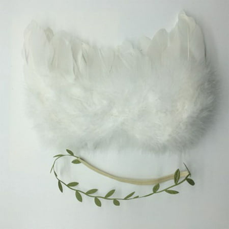 2019 Hot Sale Baby Newborn Angle Feather Wing And Olive Branch Headband Photograph Prop Suit Infant Clothes