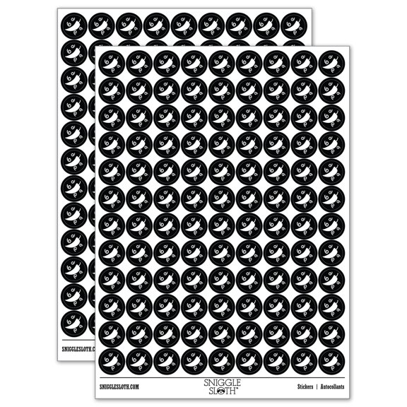 Chili Pepper with Swirls Fiesta 200  Round Stickers - Black - Gloss Finish - 0.50" Size