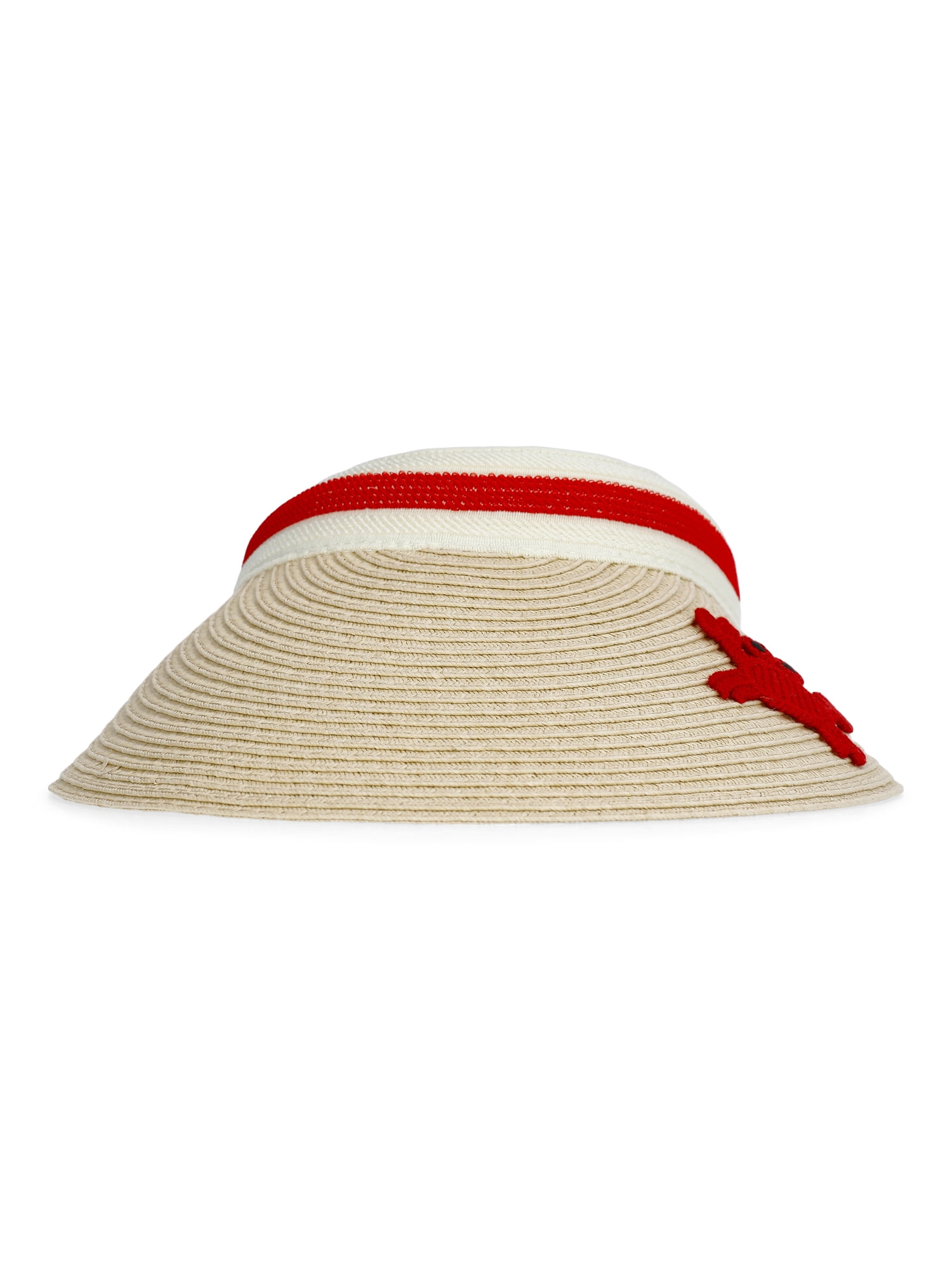 No Boundaries Straw Visor, Women's, Red Crab