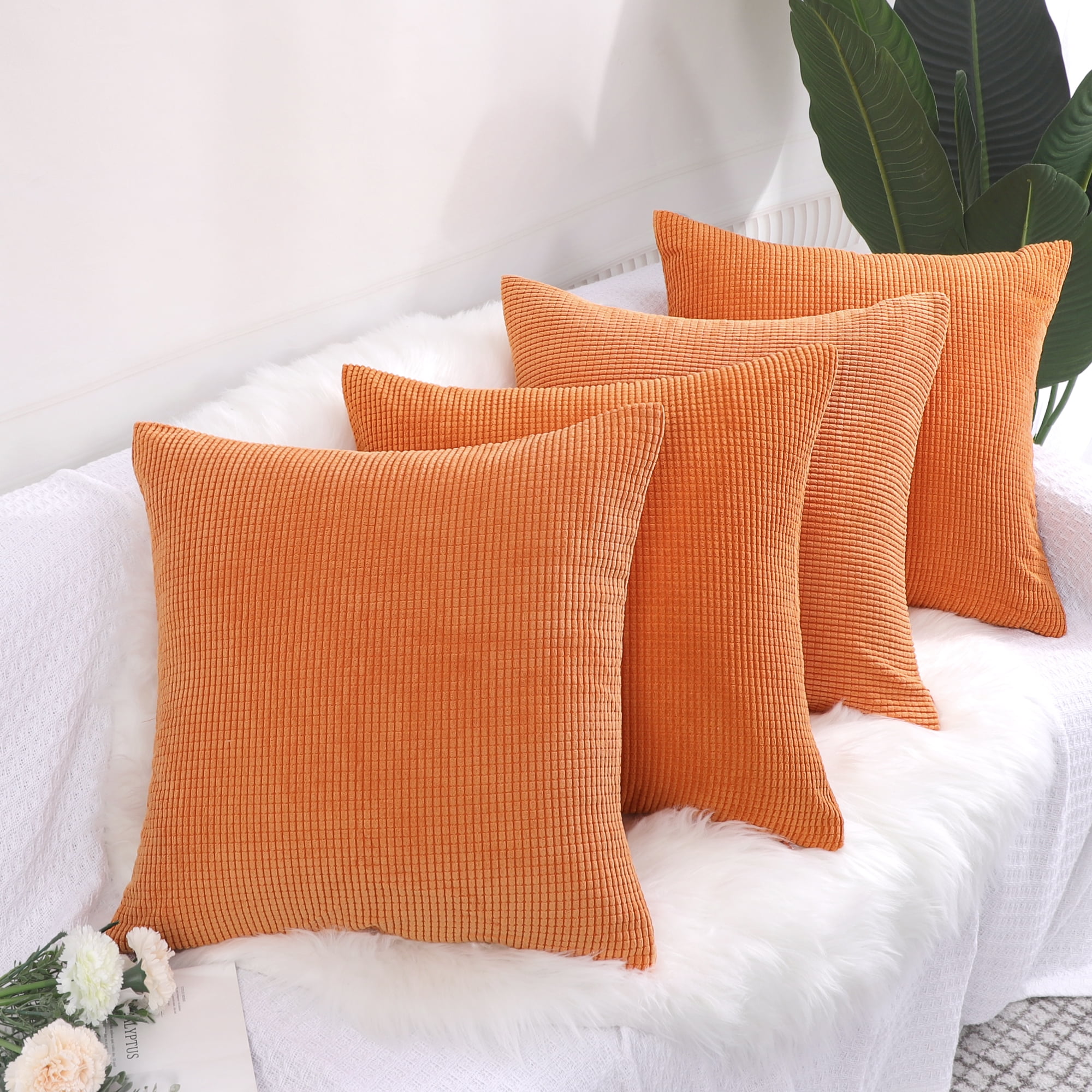 PiccoCasa 4Pcs Decorative Throw Pillow Covers Corn Stripe Throw