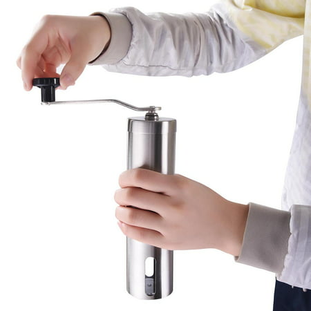 Yescom Stainless Steel Ceramic Burr Manual Coffee Grinder Portable Hand Crank Adjustable Bean Mill for