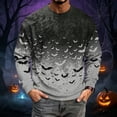 thumbnail image 2 of Rexolia Mens Oversized Waffle T Shirt Halloween Spider Bat Graphic Long Sleeve Casual Comfort Top Gray M, 2 of 7