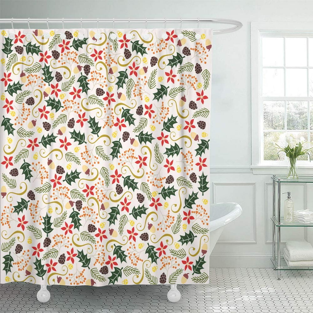 CYNLON Green Pinecone Holiday Christmas and Red Winter Modern