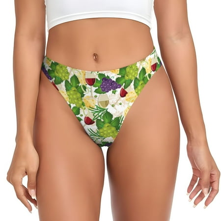 Thongs for Women - Wine Bottle Grape No Show Seamless Womens Thongs Underwear  Stretch G String Thongs for Women  Ladies Breathable Kawaii Thong Bikini Panties Briefs