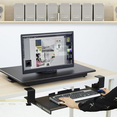 Mount-It! - Clamp-On Keyboard & Mouse Drawer Platform - Black