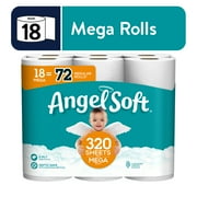 (4 pack) Angel Soft 2-Ply Toilet Paper, 18 Mega Rolls, 320 Sheets per Roll