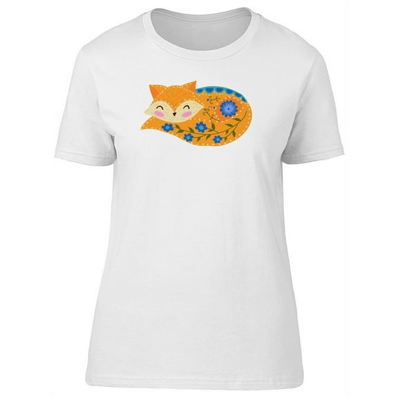 Cute Colorful Floral Happy Fox Tee Women's -Image by Shutterstock