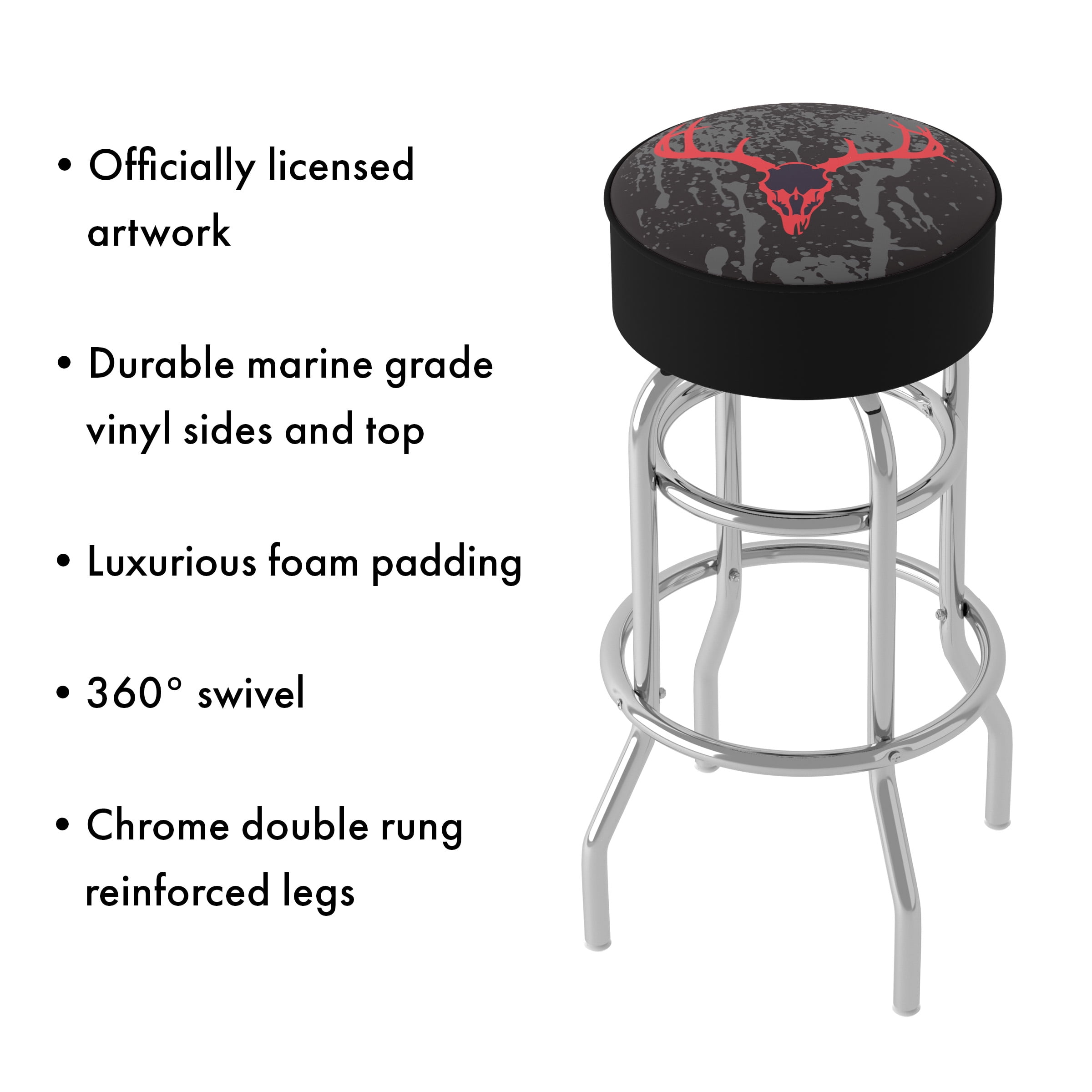 Trademark Gameroom Hunt Skull Bar Stool with Padded Seat