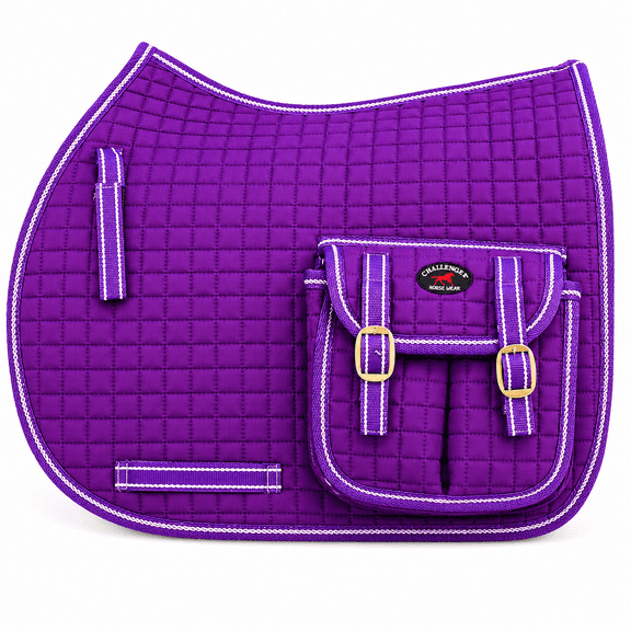 Horse Quilted English All-Purpose Saddle Pad Purple w/ Pockets 7285