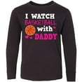thumbnail image 3 of Inktastic I Watch Basketball with Daddy Long Sleeve Youth T-Shirt, 3 of 5