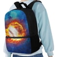 thumbnail image 4 of HUIACONG Flaming Baseball Print School Backpack for Ages 6-18 Large Capacity Breathable Padded Ergonomic Straps for Boys Girls Elementary Middle High School Students Daily School Use, 4 of 6