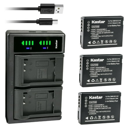 Kastar 3-Pack Battery + LTD2 USB Charger Replacement for Panasonic DMW-BCG10 DMW-BCG10E DMW-BCG10GK DMW-BCG10PP Battery DE-A65 DE-A66 Charger Panasonic Lumix DMC-ZS19 Lumix DMC-ZS20 Lumix DMC-ZS25