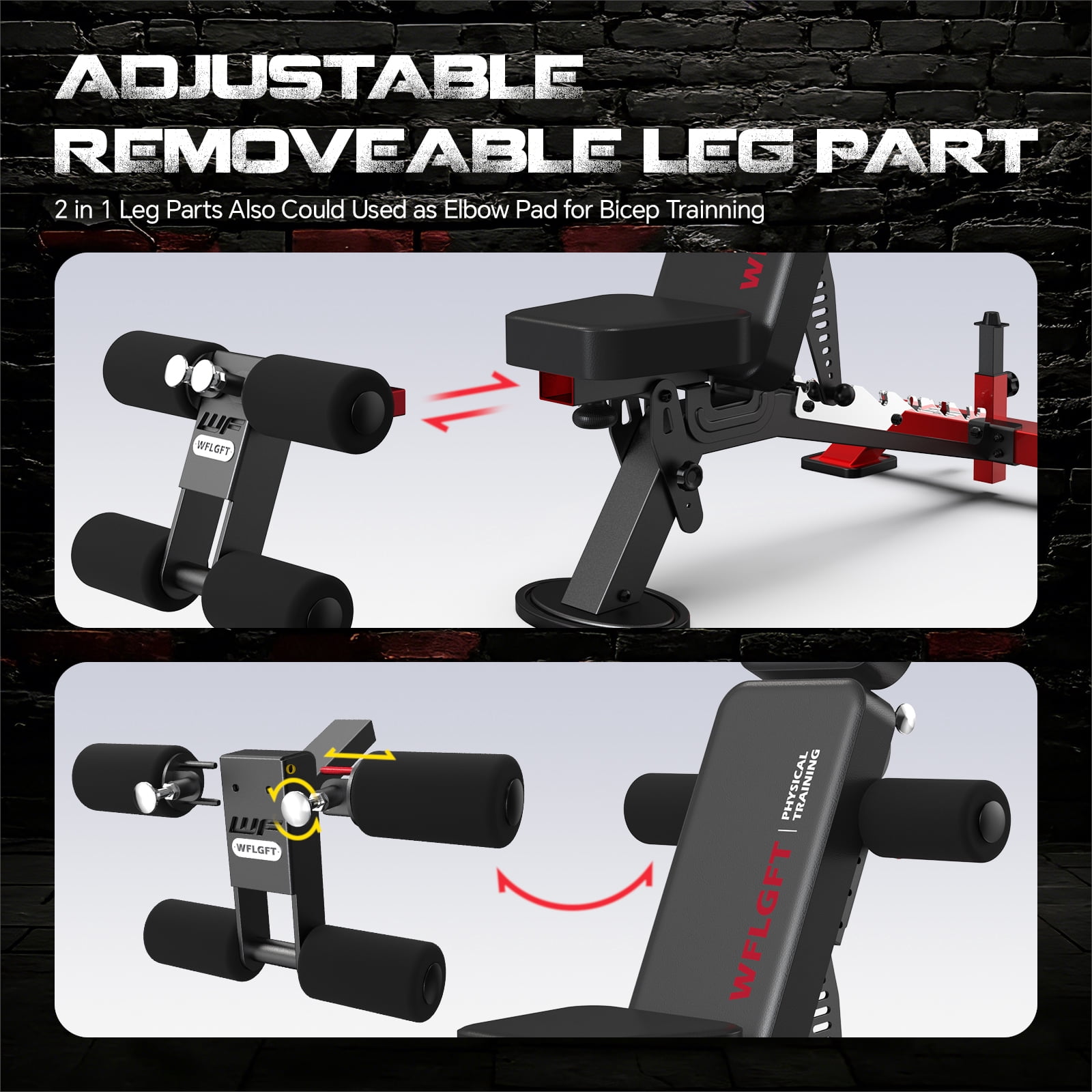 Cycool Multifunctional Adjustable Weight Bench with Headrest Heavy-Duty Strength Training Press Bench with Removable Foot Catch for Home Gym
