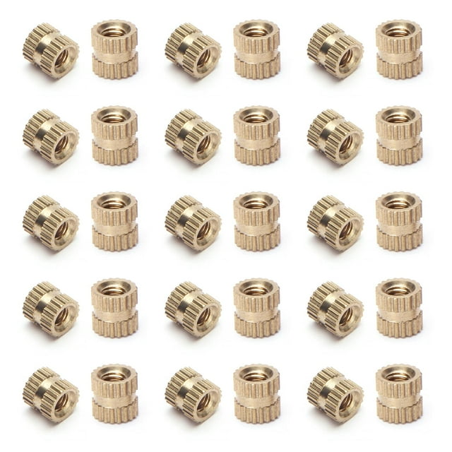 HUGFEGWE M3x5mm Female Thread Knurled Nuts,Hx5mm OD Brass Threaded Insert Embedment Nuts Hydraulic Welded Joint Injection Molding Assortment Kit for 3D Printing Injection Molding 30PCS UA824-6568