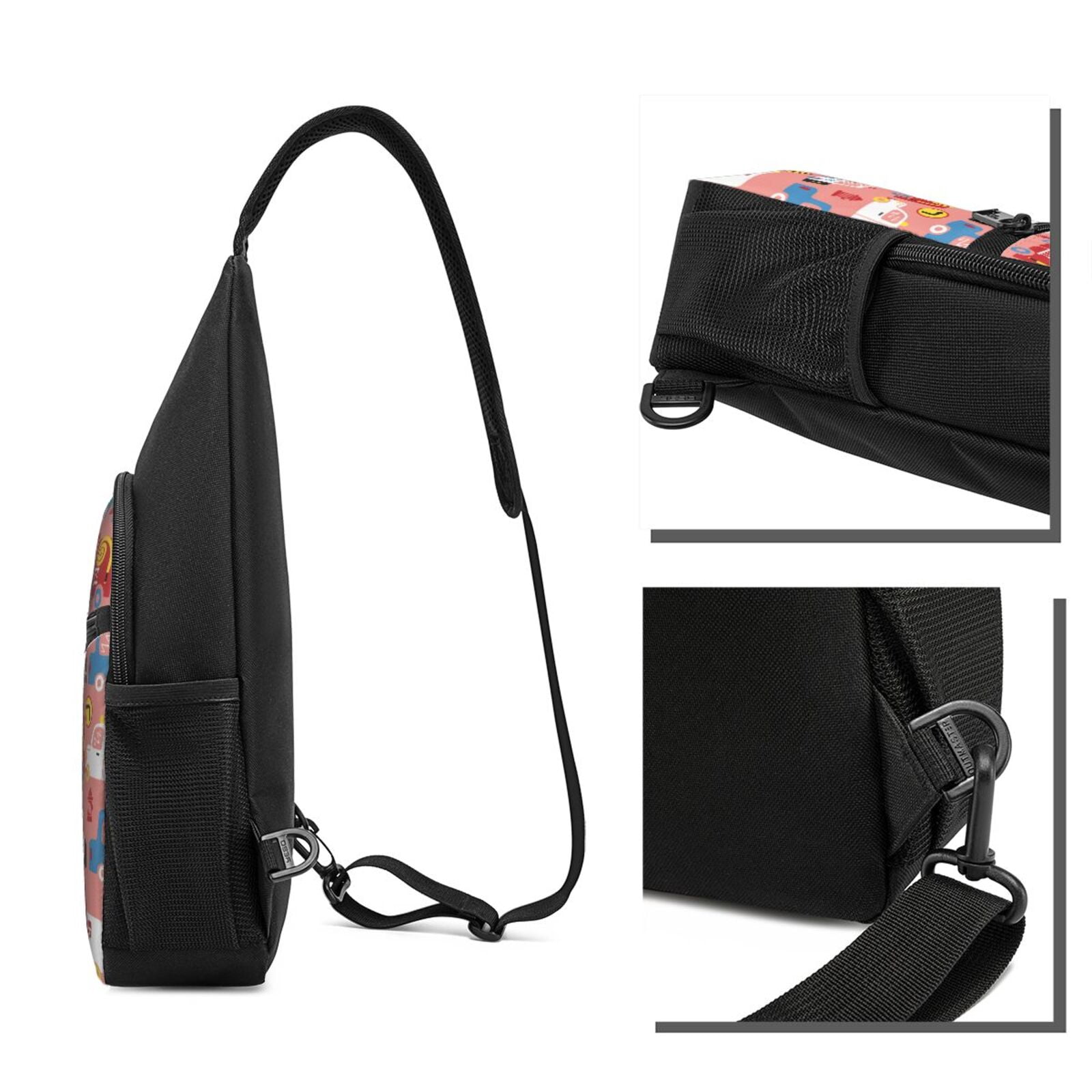 Xecao's Cartoon with Traffic Elements Print Sling Bag: A Versatile Chest, Shoulder, and Crossbody Backpack for Casual Days Out, Perfect for Both Men and Women