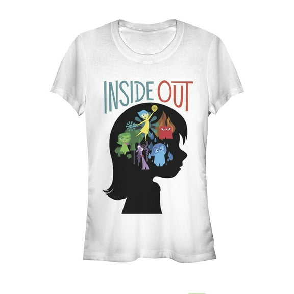 Junior's Inside Out Riley Emotions Silhouette  Graphic Tee White Small