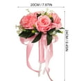 thumbnail image 3 of Haidf Wedding Bouquets for Bride, Artificial Rose Flower Bridal Bouquet with Silk Ribbon for Wedding Proposal Engagement Party Anniversary Church Decorations, Wedding Flowers, 7.9", Pink, 3 of 9