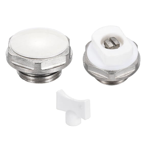 3/8" BSP Male Manual Radiator Air Vent Plug Valves with Key, Silver White
