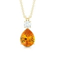 thumbnail image 2 of Rosec Jewels Lab Created Orange Sapphire Drop Pendant with Moissanite for Women - 8X10 mm, 14K Yellow Gold, 2 of 7