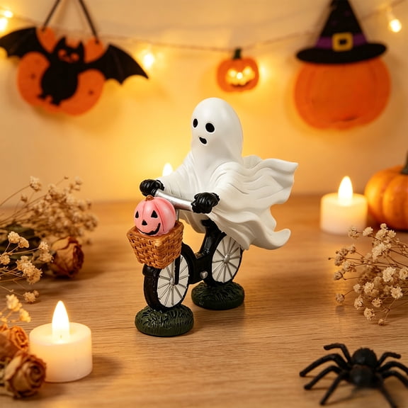 Halloween Decorations Ghost Ornament, Multicolor Resin Cute Ghost with Eerie Design for Mantel Shelf Or Porch, Reusable Spooky Home Decoration
