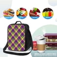 thumbnail image 4 of Lsque Mardi Gras Plaid Lunch Bag Lunch Box for Women Men Reusable Insulated Lunch Tote Bag,Leakproof Thermal Cooler Sack Food Handbags Case High Capacity, 4 of 9