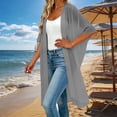 thumbnail image 3 of Kimono Cardigans for Women 3/4 Sleeve Sheer Chiffon Loose Open Front Lightweight Long Cardigans Summer Beach Coverups, 3 of 5