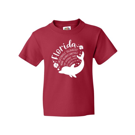 Inktastic Florida Cities with Dolphin Youth T-Shirt