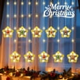 thumbnail image 2 of Qoosea Christmas String Lights Indoor Outdoor, 10 Star Christmas Decorations 120 LED Light, 19.8 ft Christmas Window Curtain Light Waterproof Fairy String Light, Warm White, 2 of 9