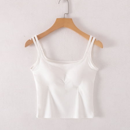 Bzhegqhd Fashion Women s Solid Color with Chest Pad No Steel Rings Bottom Underwear Short Sleeve Pajama Top