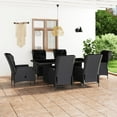 thumbnail image 1 of vidaXL 7 Piece Outdoor Dining Set with Cushions Poly Rattan Dark Grey, 1 of 12