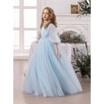 thumbnail image 6 of Elegant Light Blue Tulle Ball Gown Dress With Embroidered Waistband, 6 of 23