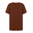 thumbnail image 6 of DENGDENG Summer Tops for Women 2024 Trendy Short Sleeve Fashion Button Square Neck Blouses Cute Petite Tops Shirts Dressy Tunic Tees 2024， Brown S, 6 of 8