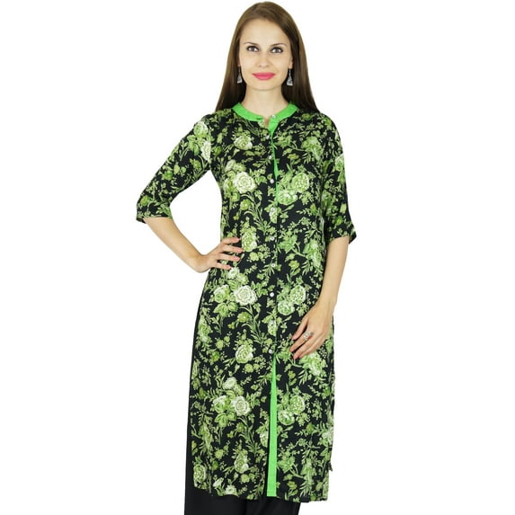 Bimba Women Floral Rayon Kurta Kurti 3/4 Sleeve Formal Casual Indian Tunic Blouse