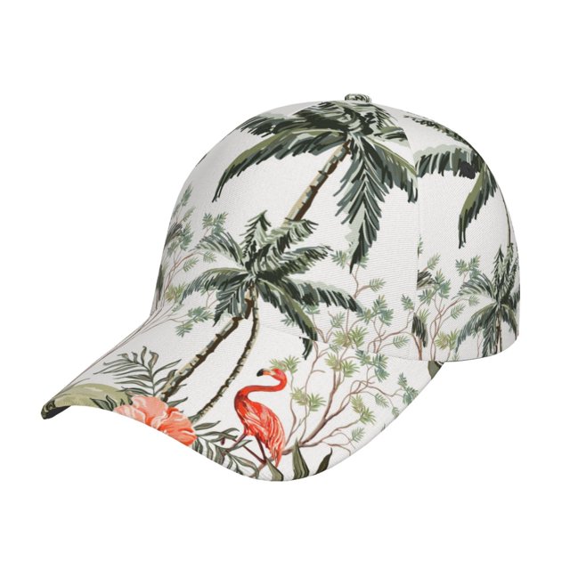 Balery Flamingo Palm Trees Gorra de béisbol de tamaño ajustable para correr, entrenar y actividades al aire libre. Gorra de papá para todas las estaciones.