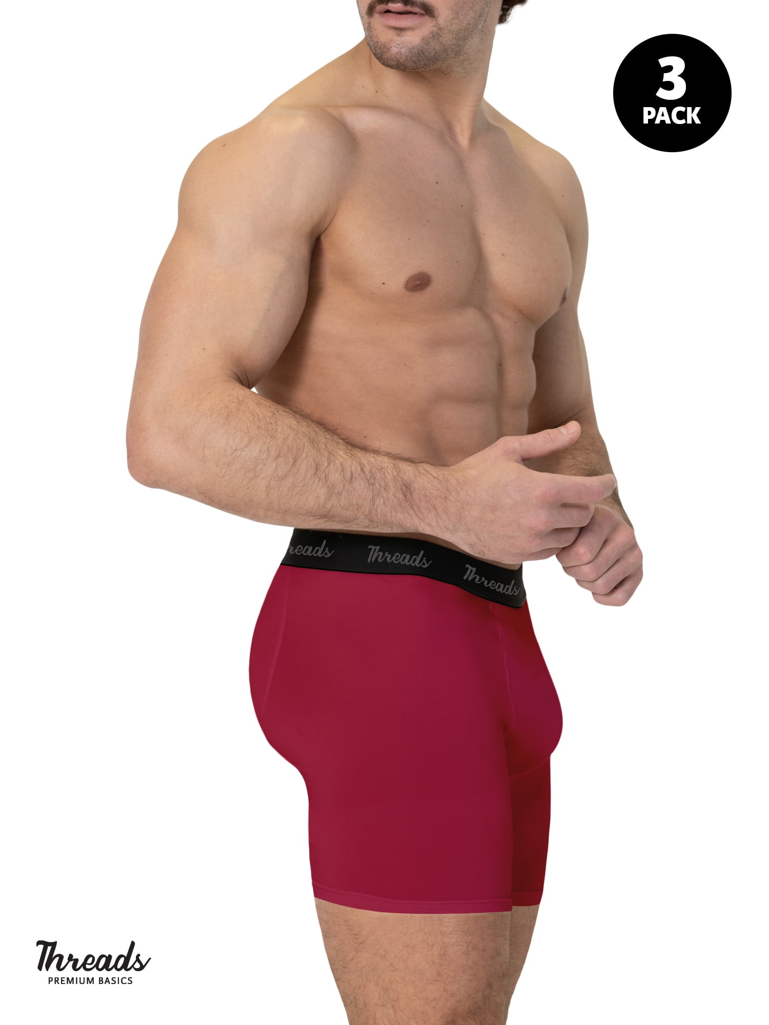 Threads Men's Underwear, 6" Ultra-Soft Boxer Briefs, Moisture Wicking, Anti-Odor, 3 Pack