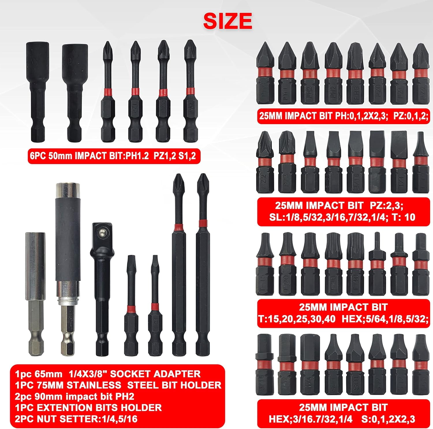 MKEUDQ-Screwdriver Bit Set 45 Piece, Impact Driver Bit Set for Drills and Drivers, Assorted Steel Drill Bits in Storage Case for Wood Metal Cement Drilling and Screwdriving,YY2020051