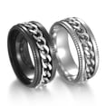 thumbnail image 3 of 5-Colors 8mm Silver/Gold/Black/Blue Spinner Chain Band Mens Steel Ring Size 7-12, 3 of 9